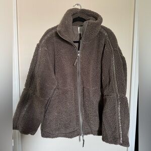 Women’s H&M Loose-Fit Teddy Fleece Jacket size L (Dark Beige)